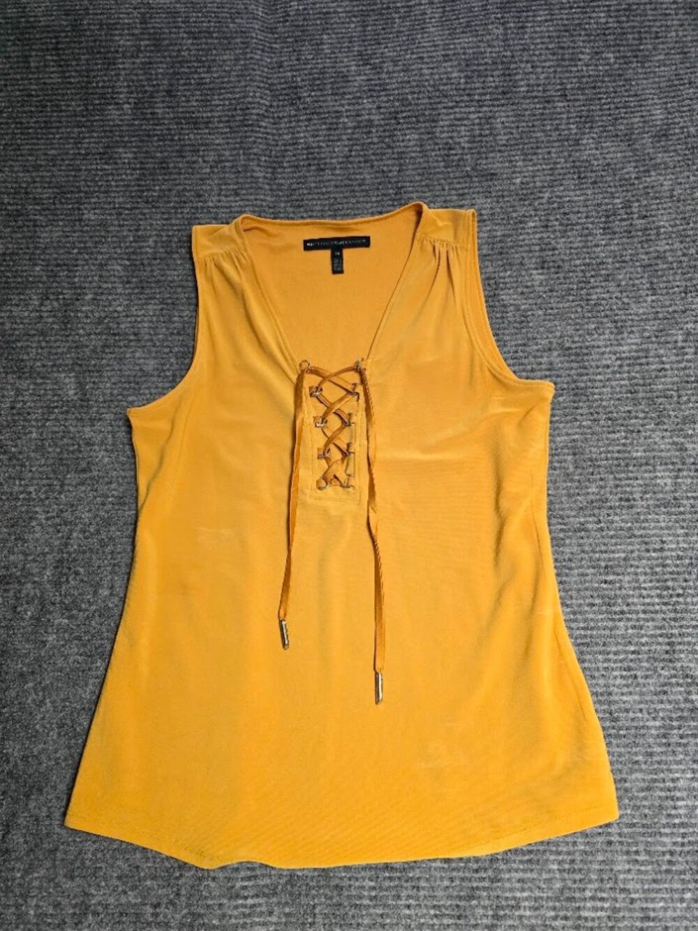 White House Black Market  small   Mustard‎ / Gold sleeveless Top